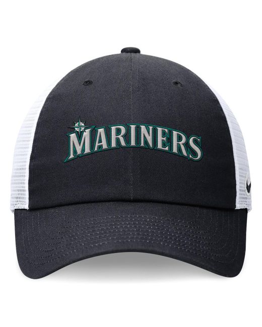 Nike Blue Navy Seattle Mariners Evergreen Wordmark Trucker Adjustable Hat for men