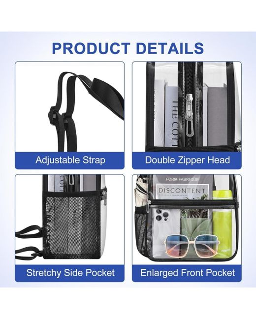 Wosofe Black Clear Backpack Stadium Approved 12×12×6 Clear Mini Backpack Small Transparent Backpack For Concert