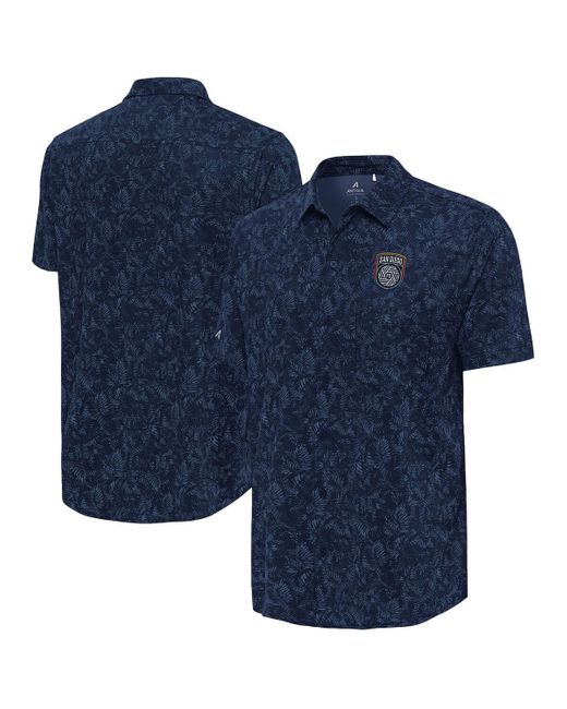 Antigua Blue San Diego Fc Lush Woven Button-up Top for men
