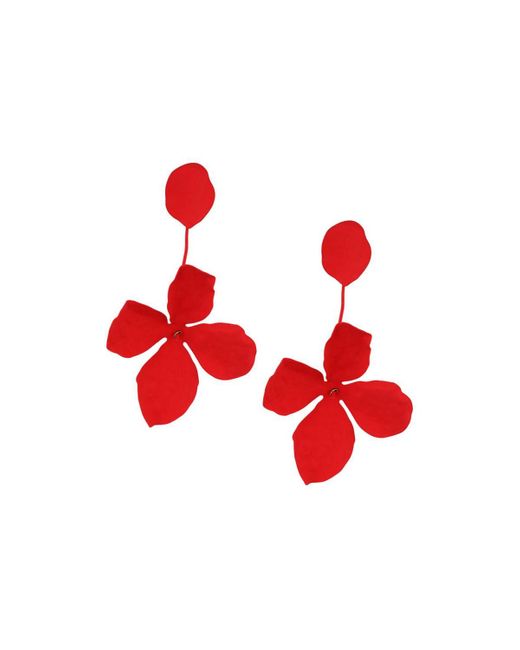 SOH Red Maxi-floral Drop Earrings