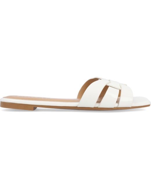 Journee Collection White Arrina Slip On Flat Sandals