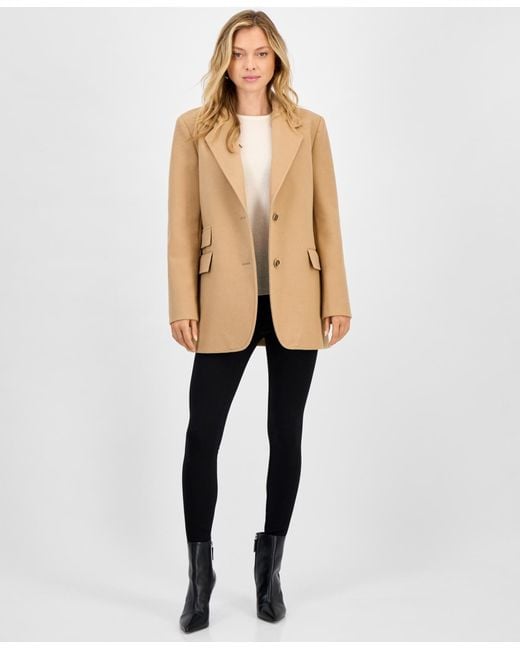 Cece Natural Notched-collar Two-button Blazer Coat