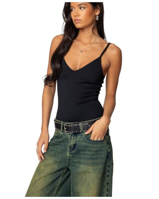 Edikted Black Teaghan Triangle Fitted Bodysuit