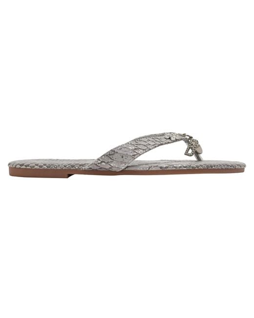 Bebe White S Metallic Thong Sandals