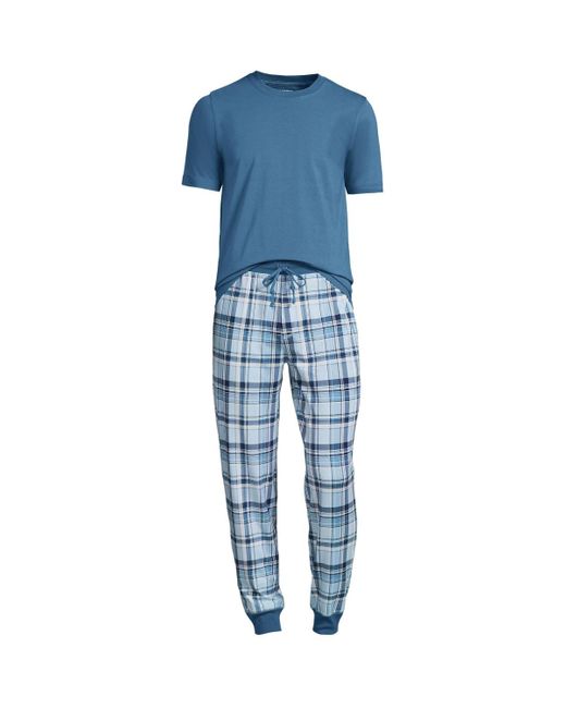 Lands' End Blue Knit Jersey Pajama Sleep Set for men