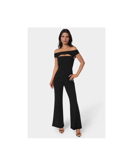 Bebe White Off The Shoulder Cut Out Wide Leg Jumpsuit