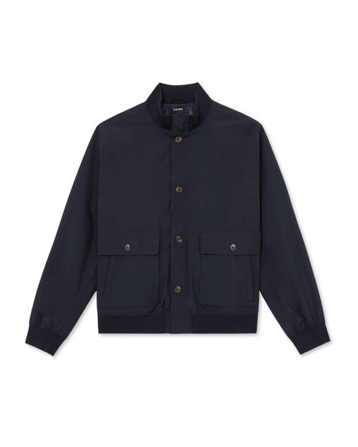 Reiss Black Latent Technical Button-through Bomber Jacket for men