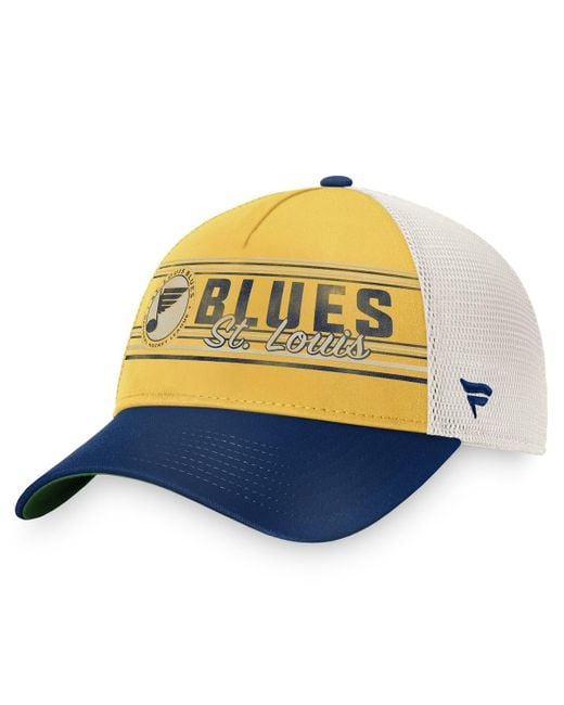 St. Louis Blues Fanatics Branded 2021 NHL Draft Authentic Pro On Stage  Trucker Snapback Hat - White/