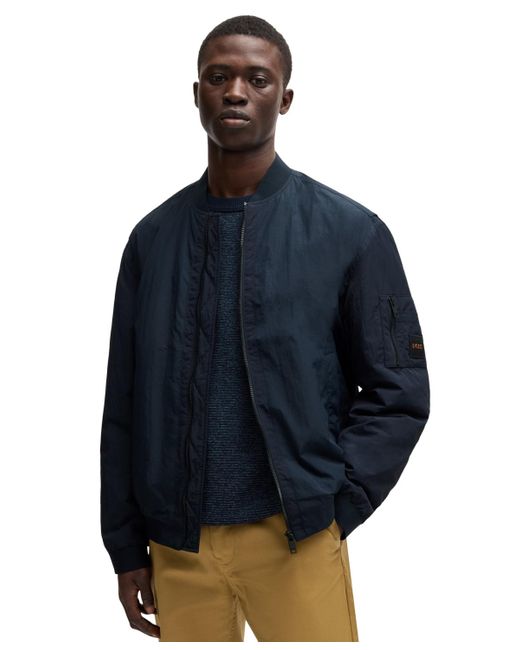 Boss Blue Boss By Logo Badge Water-repellent Bomber Jacket for men
