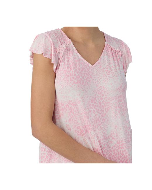 Ellen Tracy Pink Printed Short-sleeve Cropped Pajama Set