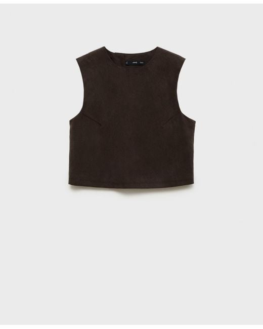 Mango Black Back Buttons Detail Lyocell Top