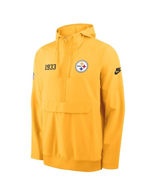 Nike Orange Pittsburgh Steelers 1933 Sideline Alt Pack Anorak Half-zip Hoodie Jacket for men