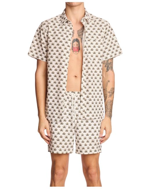 Paisley & Gray Natural Gilligan Printed Drawstring 6" Swim Trunks for men