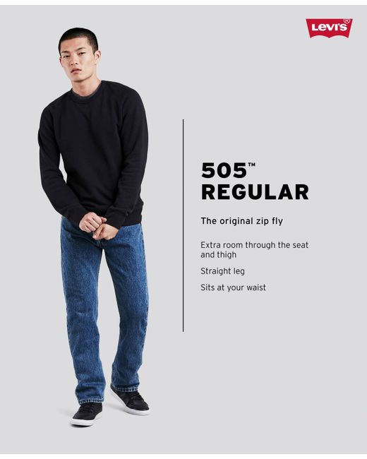 Levi's Gray 505 Regular Fit Stretch Jeans for men