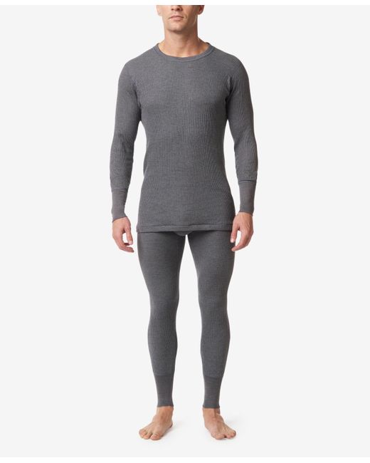 Stanfield's Gray Waffle Knit Thermal Long Undershirt for men