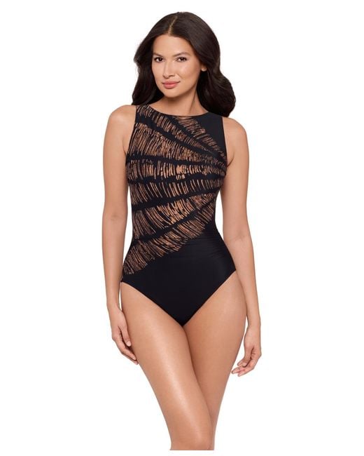 Miraclesuit Black Costa D Oro Regatta Tummy Control One-piece Swimsuit