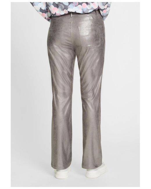 Olsen Gray Metallic Soft Leather Look Pant