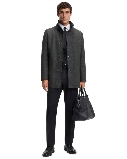 Boss Gray Boss By Relaxed-fit Wool-blend Coat for men