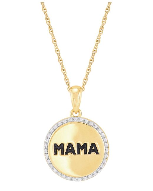 Macy's Diamond Mama Coin Pendant Necklace (1/10 Ct. T.w. in Metallic | Lyst