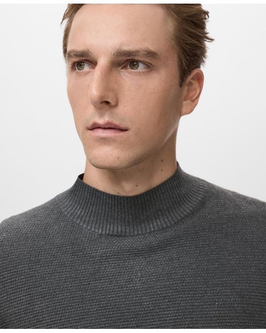 Mango Gray Structured Perkins-neck Sweater for men