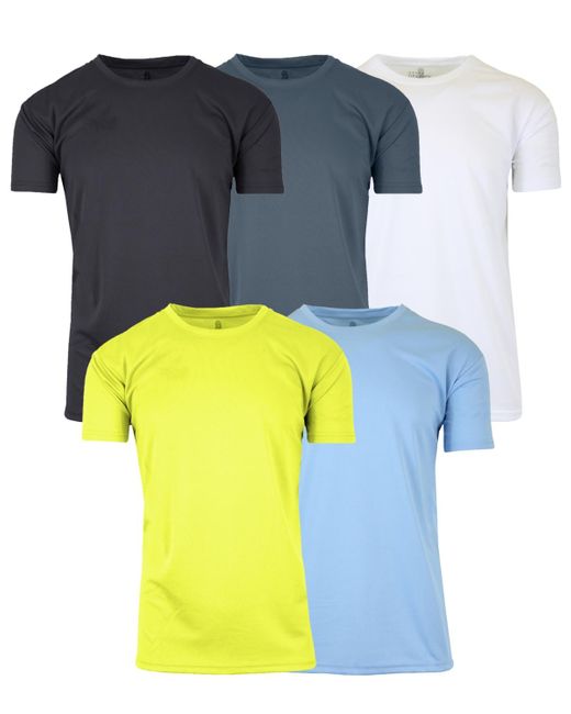 Galaxy By Harvic Blue Short Sleeve Moisture-wicking Quick Dry Performance Crew Neck Tee -5 Pack for men