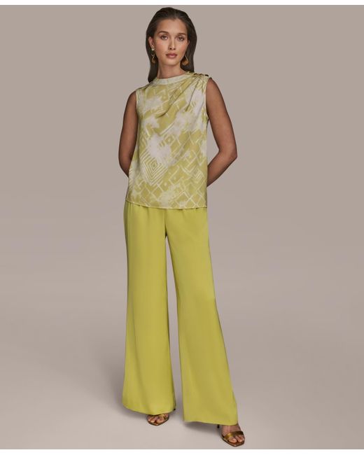 Donna Karan Green Petite Shoulder-button Sleeveless Top