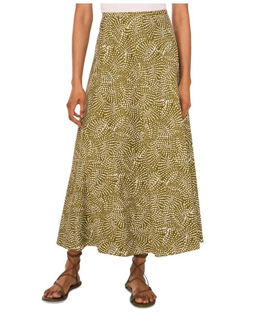 1.STATE Green Cotton Printed Maxi Skirt