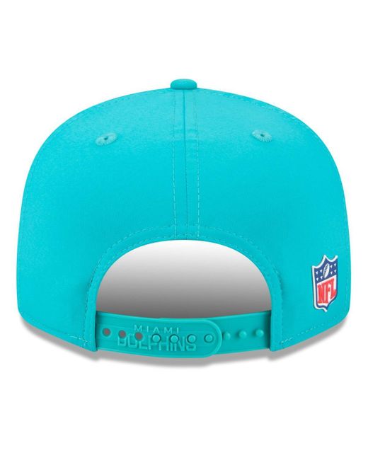 KTZ Blue Miami Dolphins 2025 Sideline Split Panel 9fifty Snapback Hat for men