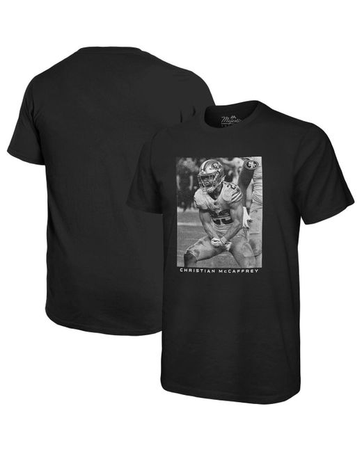Majestic Black Threads Christian Mccaffrey San Francisco 49ers Oversized Player Image T-shirt for men