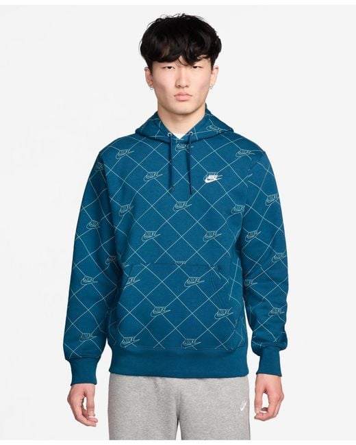 nike club fleece printed hoodie