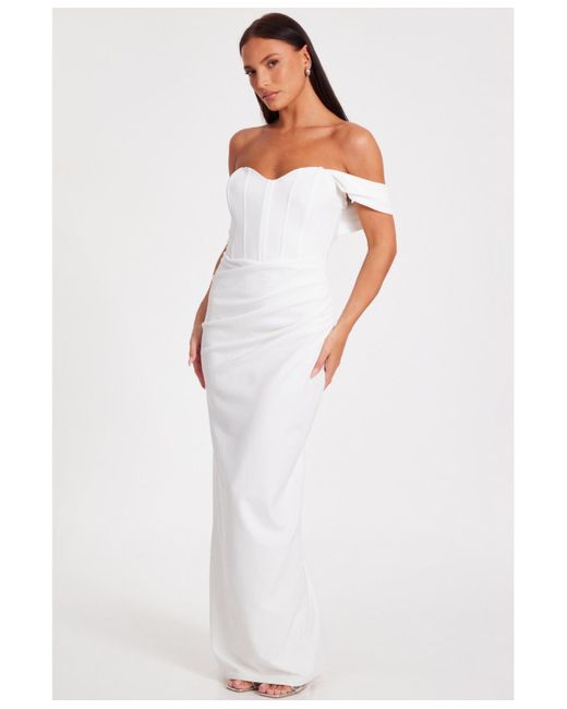 Quiz White Corset Detail Scuba Crepe Maxi