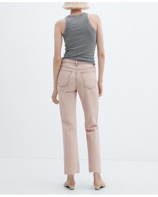 Mango Natural Straight-fit Cropped Jeans