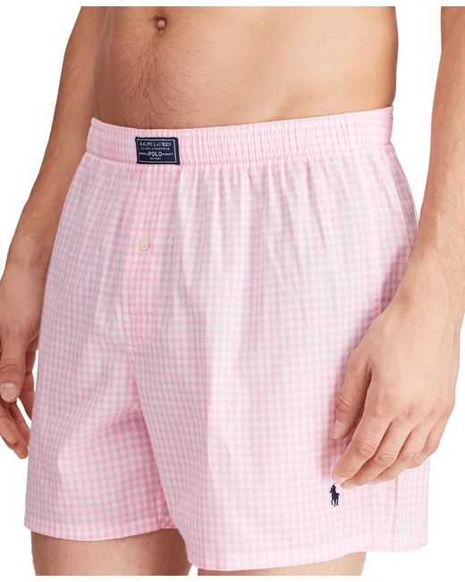 Polo Ralph Lauren Plaid Single-button Fly Boxers in Pink for Men | Lyst