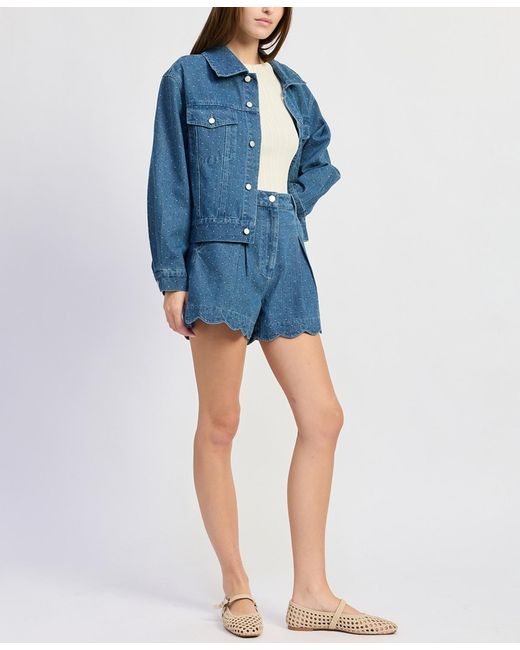 En Saison Blue Heidi Collared Denim Jacket