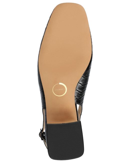 Journee Collection Black Everlee Square Toe Slingback Pumps