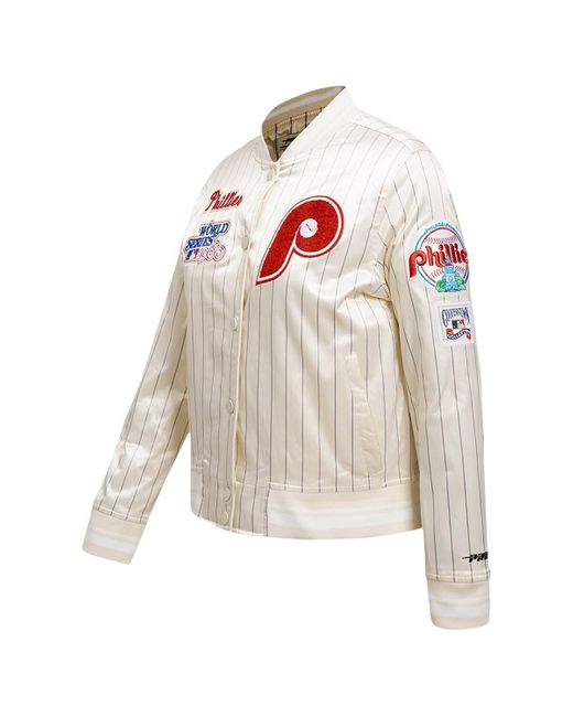 Pro Standard White Philadelphia Phillies Cooperstown Collection Pinstripe Retro Classic Full-button Satin Jacket for men