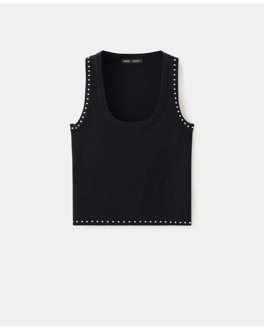 Mango Black Stud Detail Tank Top