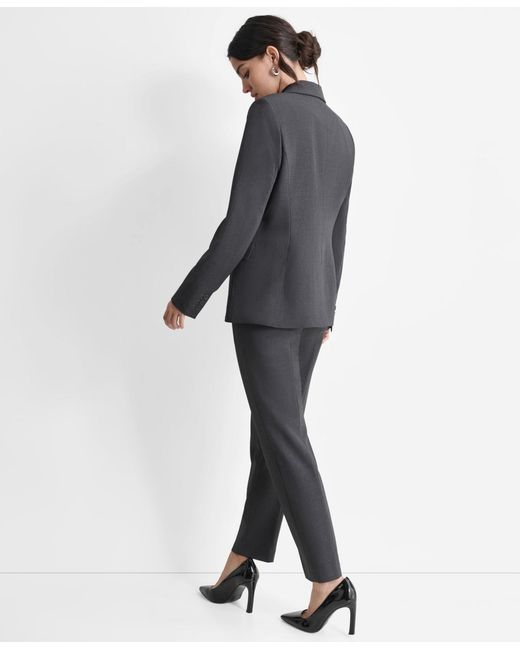 DKNY Gray Notch-lapel Button-front Long-sleeve Jacket