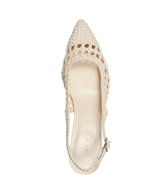 Marc Fisher Natural Zaiden Woven Block Heel Slingback Pumps