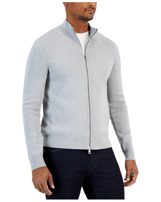 Michael Kors Gray Double Knit Zip-front Sweater Jacket for men