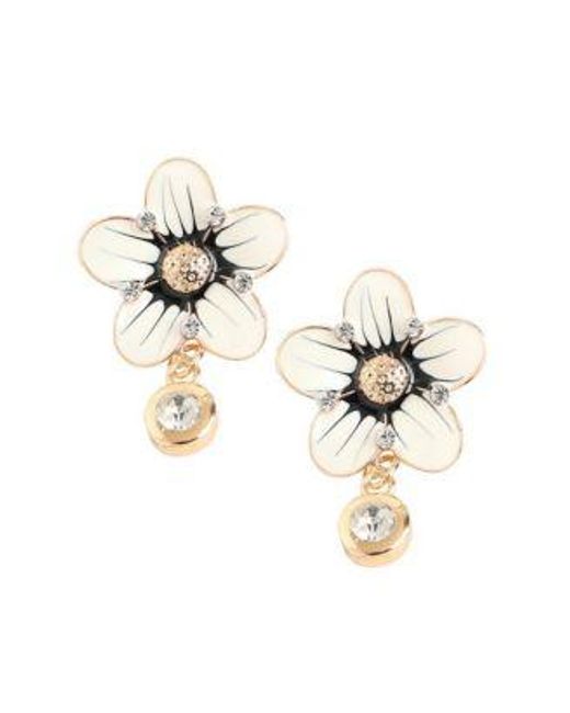 SOH Metallic Silver Flower Drop Earrings