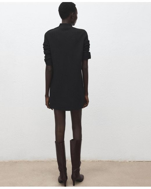 Mango Black Button Knit Dress