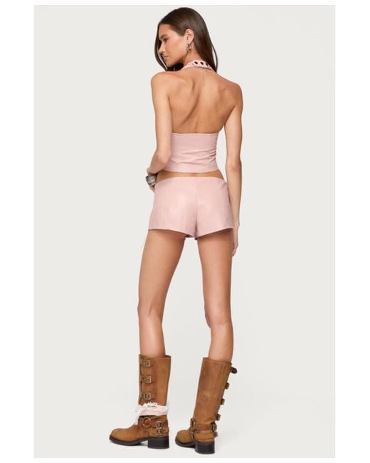 Edikted Pink Elisha Lace Up Halter Top