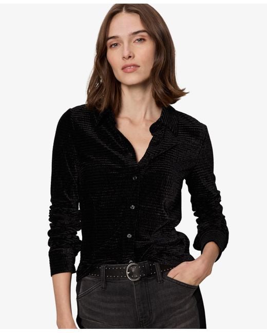 Sanctuary Black Fitted Button Down Top