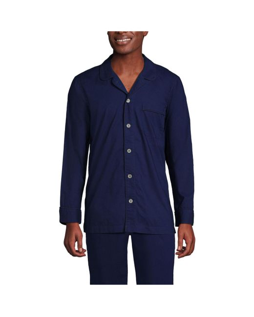 Lands End Essential Pajama Shirt in Blue for Men Lyst