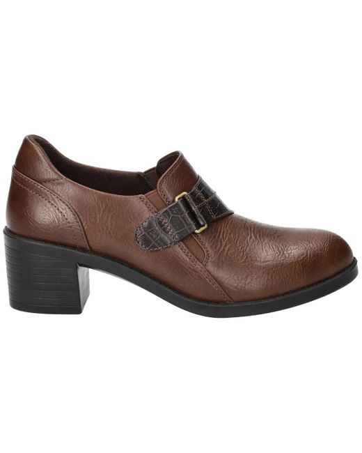 Easy Street Brown Lavelle Comfort Block-heel Slip-on Shooties