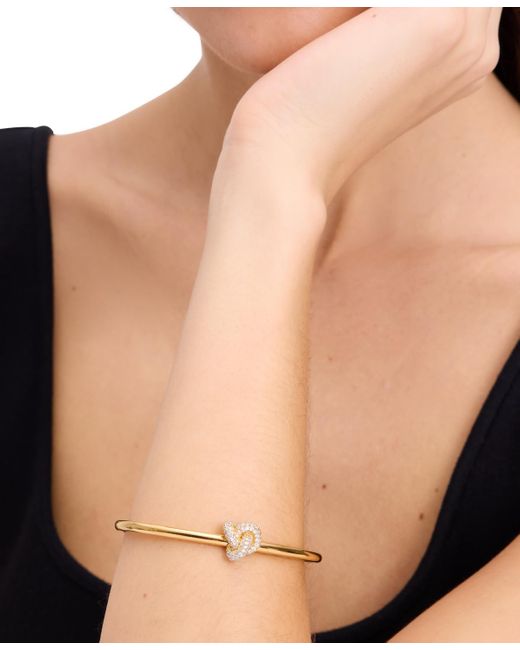 Kate Spade Metallic Gold-tone Pave Double Knot Bangle Bracelet