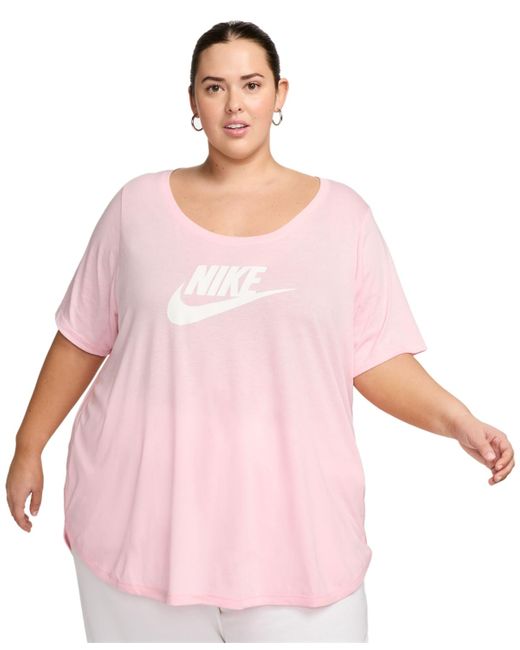 Nike Pink Plus Size Sportswear Essential Curved-hem Tunic Top