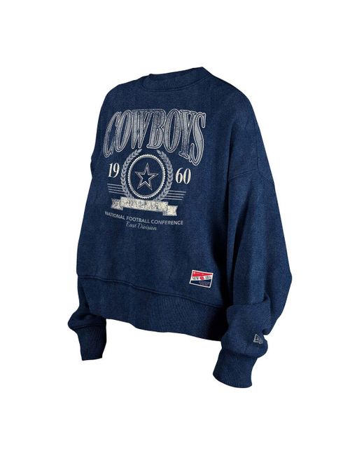 KTZ Blue Â Dallas Cowboys Throwback Distressed Boxy Pullover Sweatshirt