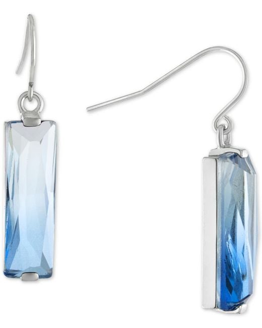 Macy's Blue Ombre Crystal Rectangle Drop Earrings